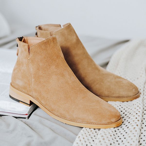 

men's fashion boots comfortable genuine leather shoes outdoor cowboy boot ankle bota hombre bottes homme sapatos, Black