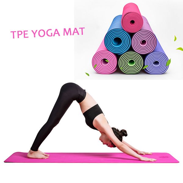 

double color tpe yoga mat non-slip exercise sport pilates mat for fitness gym home tasteless pad with yoga bag 183*61*0.8cm