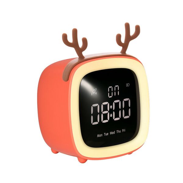 

week night light smart adjustable brightness tv shape digital children alarm clock temperature cute snooze function table mini
