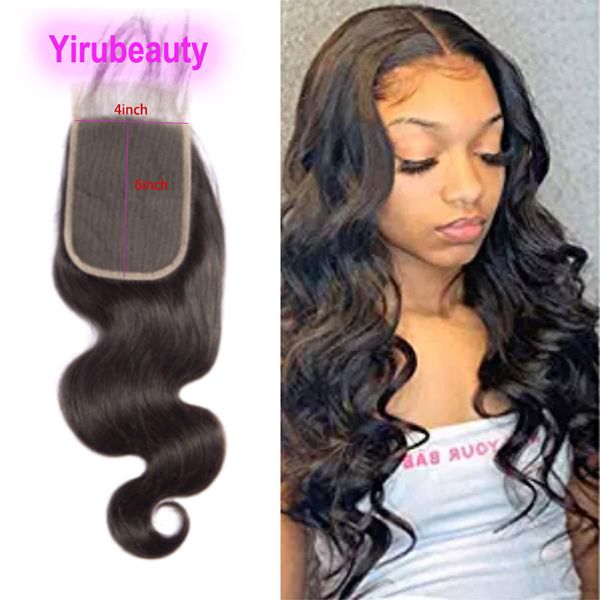 

malaysian human hair body wave 4 by 6 lace closure virgin hair 8-20inch natural color 4x6 closure with baby hair middle three part, Black;brown