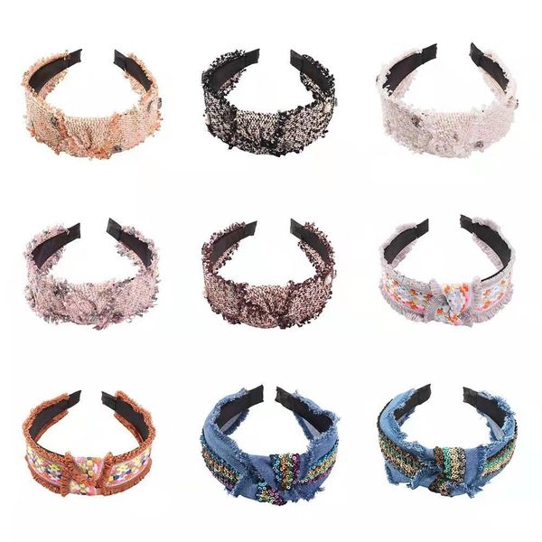 

fabric bow headband women luxury designer headbands embroidery sequins pearl hair bands wedding bridal hair accessories gifts for girl gf, Silver