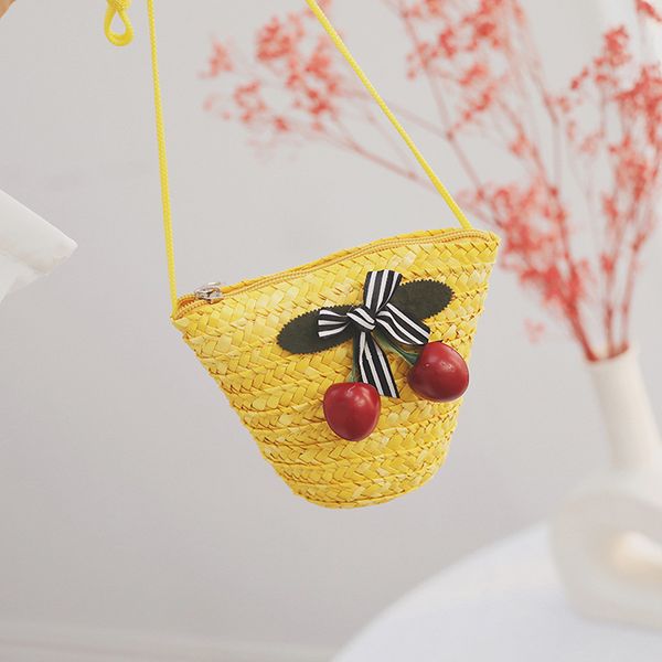 

ocardian handbag women and girl fashion simple cherry decorative bag weave pure color children's bag crossbody dropship a16