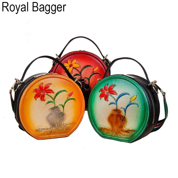 

royal bagger shoulder sling bag for women girls genuine cow leather new fashion super retro elegant ladies casual