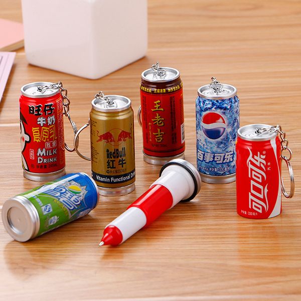 

36 pcs creative cans of ballpoint pen cute student keychain beverage cans ballpoint pen wholesale, Blue;orange