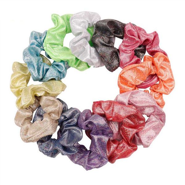 

women shiny fashion elastic hair ties girls hairband rope ponytail holder scrunchie headbands hair accessories headwear, Slivery;white