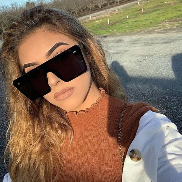 

8 colors oversized square sunglasses fashion women men 2019 flat gradient glasses fashion accessories wholesale mix orders 2020, White;black