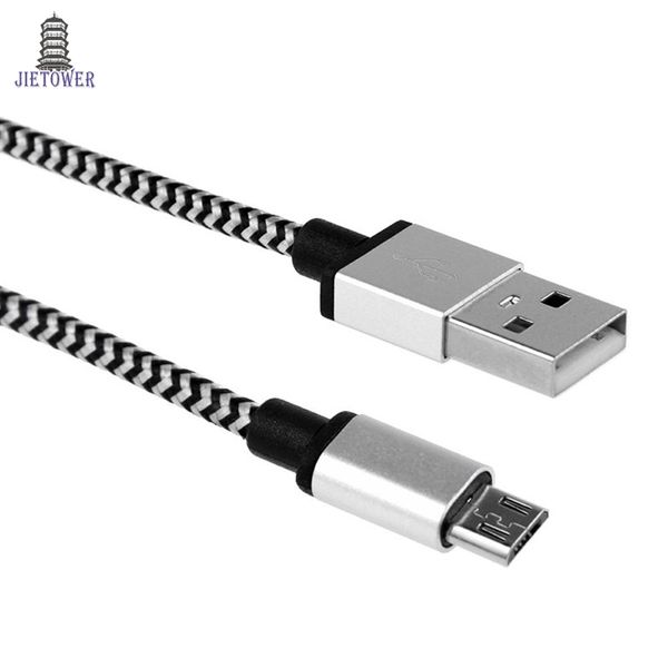 500pcs 3M 6FT Tessuto in alluminio micro cavo USB a 5 pin Cavo di ricarica per sincronizzazione della data per Sumsung HTC Huawei