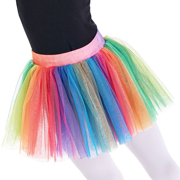 

rainbow color fluffy toddler girls ballet tutu colorful ballet dance wear skirt for kids girls child dancer ballerina dancing, Black;red