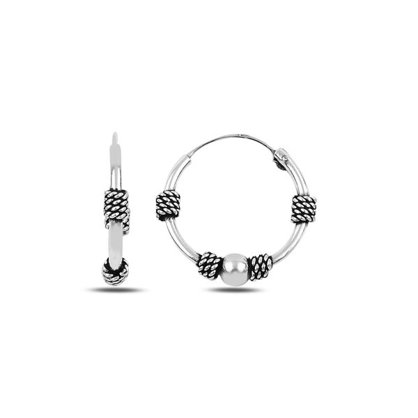 

armagano 18mm oxidized ring earrings, Silver