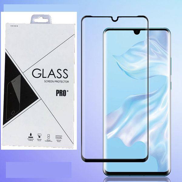 Vollständige Abdeckung, 3D-gebogener Displayschutz aus gehärtetem Glas, Kantenkleber für Huawei Mate 30 Pro, P40 Pro 100P, Einzelhandelsverpackung