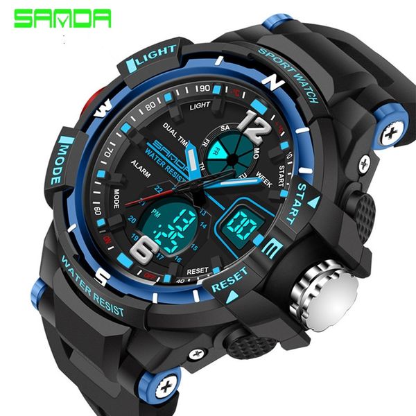 

new fashion sanda brand children watch sports watch led digital quartz boy girl student multi-function, Blue