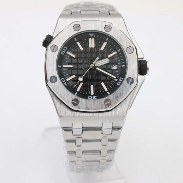 

audemar pigue limited royal oak offshore diver automatic mechanical movement watches stainless steel black watch 15703 mens wristwatch, Slivery;brown