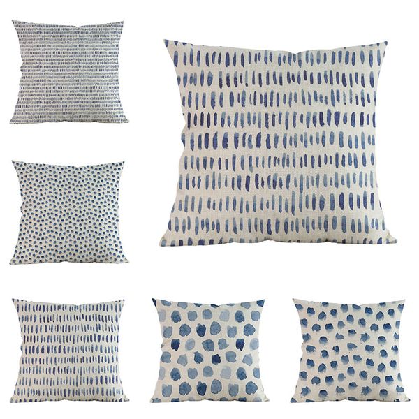 

геометрический чехол наволочка наволочка геометрия льна синие океанские чернила украшение дома диван наволочки наволочка наволочка