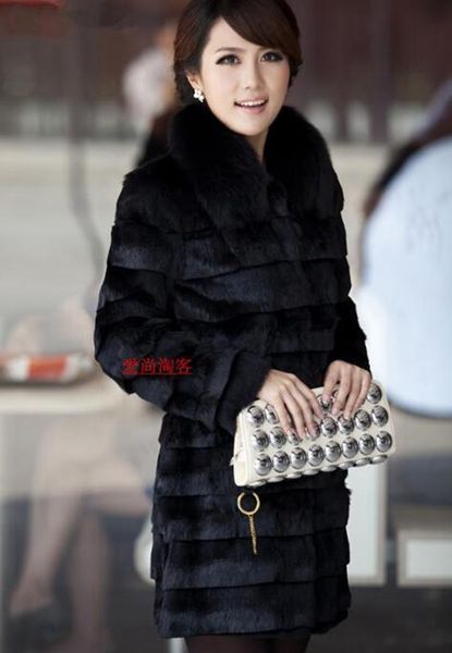 

women winter european and american fashion korean version of british fashion boutique joka personality in the long rabbit fur coat / s-3xl, Black
