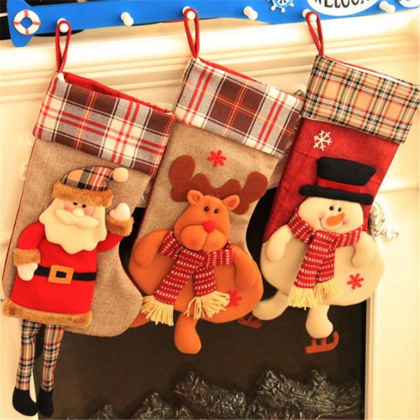 

1pc christmas ornaments elk santa claus snowman christmas tree socks toy doll hang decorations for home enfeites de natal