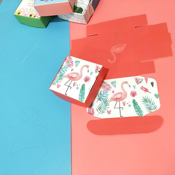 

50pcs colorful flower gift paper box handmade soap wedding favor cookies candy packaging kraft boxes ing