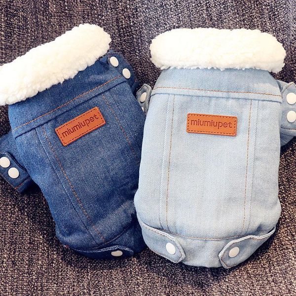 

winter jacket puppy clothes outfits denim coat jeans costume chihuahua poodle bichon pet dog clothing apparel t8190706