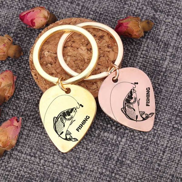 

pendant porte clef key holder guitar pick keychain funny cute keyring fishing inscription jewelry key tag bag charm keychain, Silver