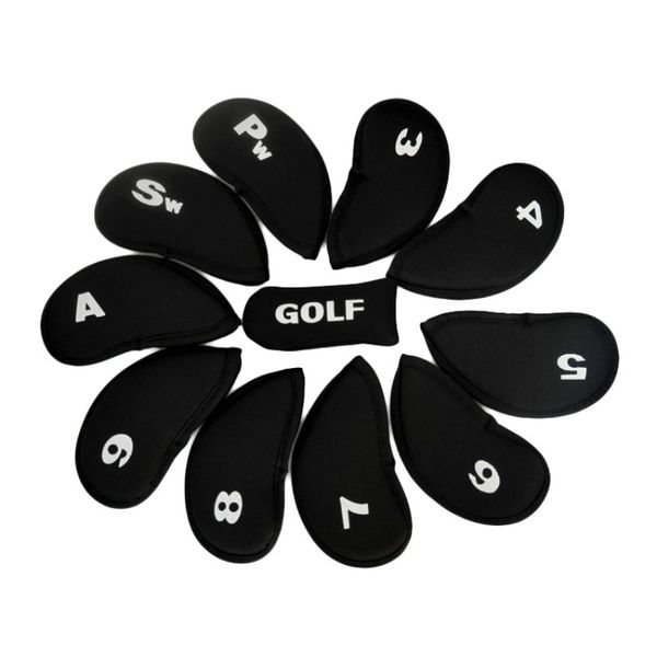 

10 pcs golf club iron putter head cover head covers protect set neoprene black