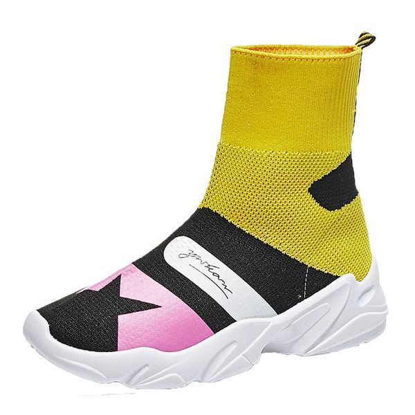 

women's shoes new high-stretch socks shoes ladies street fashion sneakers woman lightweight casual walking sports, Black
