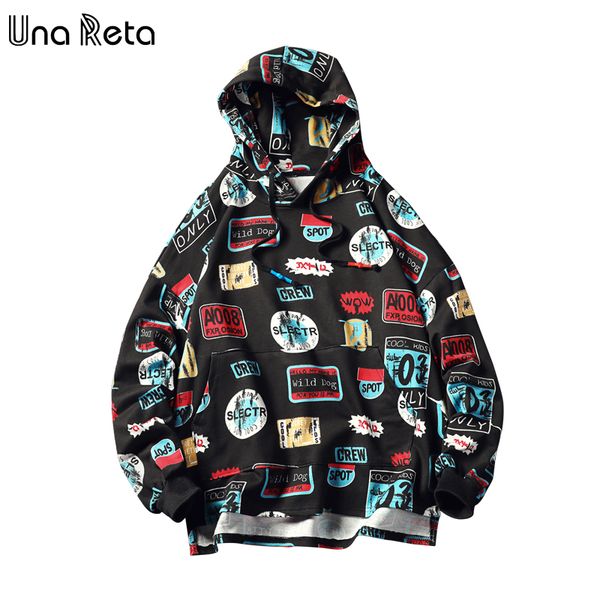 

unareta толстовка мужчины новая мода hip hop печать men hoodie толстовка harajuku пуловер плюс размер мужские streetwear толстовки, Black