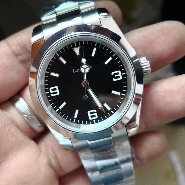 

mens luxury watch glide smooth second hand 2813 automatic movement mechanical air king watch sports self-wind watches, Slivery;brown