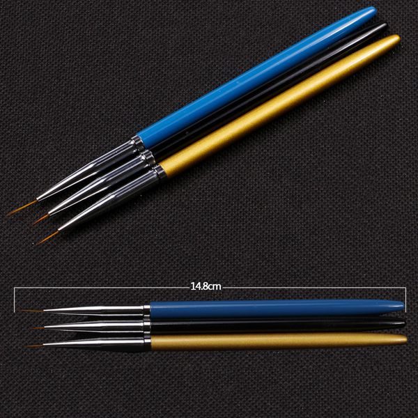 

3pcs nail art pen tools painted nail polish pen set art dotting pencil line accessories manicure brush 7/9/11mm, Silver