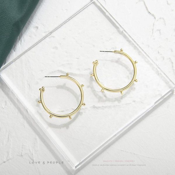 

2020 i metal ring earrings for women retro simple and simple style gold korean fashion accessories for women, Golden;silver