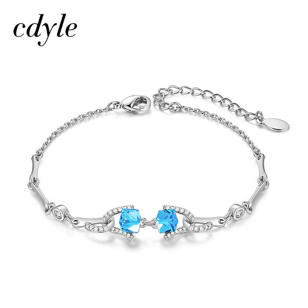 

cdyle handmade minimalist jewellery blue cubic crystal y shaped pulseiras women's bracelets with zircon new arrival, Black