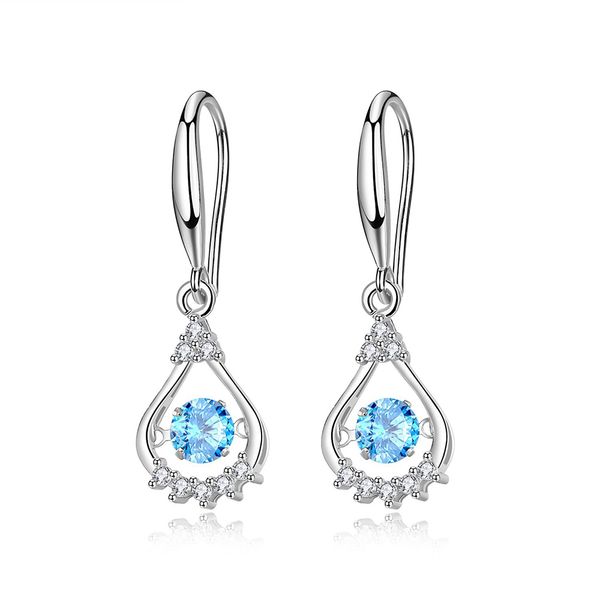 

925 sterling silver earrings blue zircon christmas gift micro inlay cubic zirconia earrings for women 2019 black friday deals