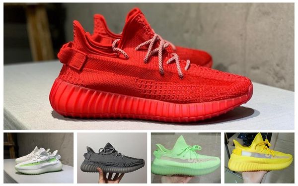 

2019 v2 kanye west true hyperspace clay static running shoes mens women cream yellow green white beluga 2.0 sport sneakers 36-48