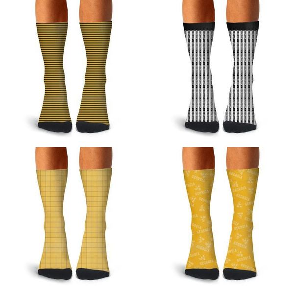 

man ga tech yellow jackets illini stripell football black crew socks cotton custom thin high ankle warm stretch football stripe black