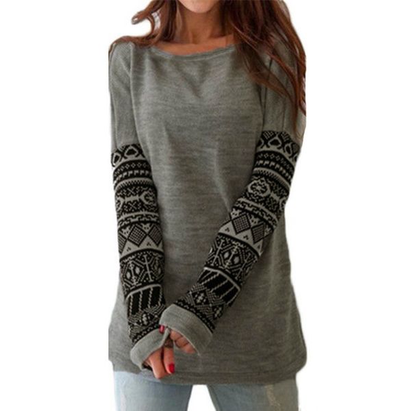 

print long sleeve t-shirt women 2019 autumn winter cotton slim casual tee shirts plus size loose female t shirt, White