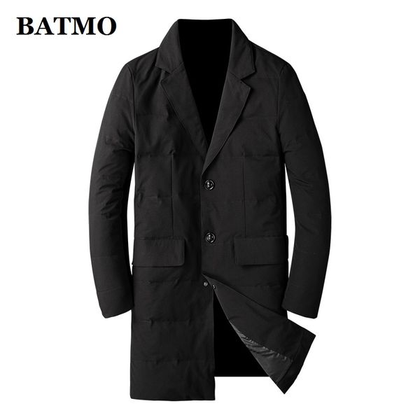 

batmo 2019 new arrival winter 90% white duck down jackets men,men's trench coat,long parkas,7881, Black