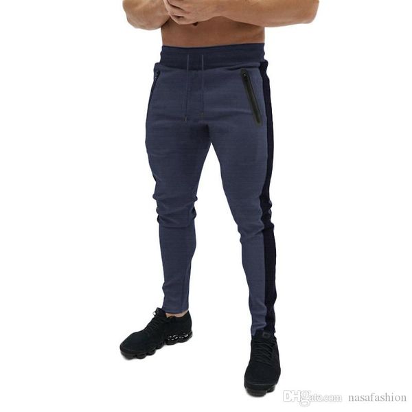 

2020 mens jeans striped elastic waist pencil pants mens athletic casual harem designer jogging pants, Black