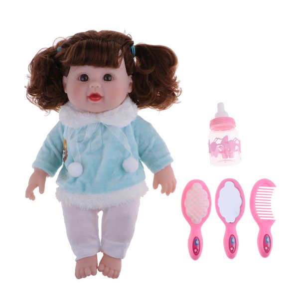 

6pcs/ lot 30cm speaking newborn baby girl & doll mini simulation playset accessories creative toys
