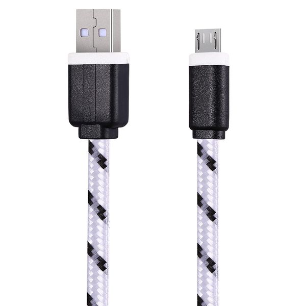 

micro usb flat braided synchronization charger cable cord adapter for android smart phones 3m