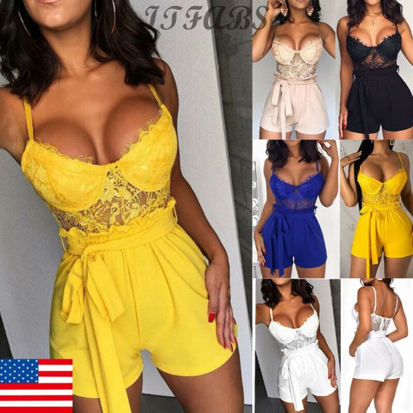 

casual summer women's romper short lace playsuit v-neck slim ladies jumpsuit hot