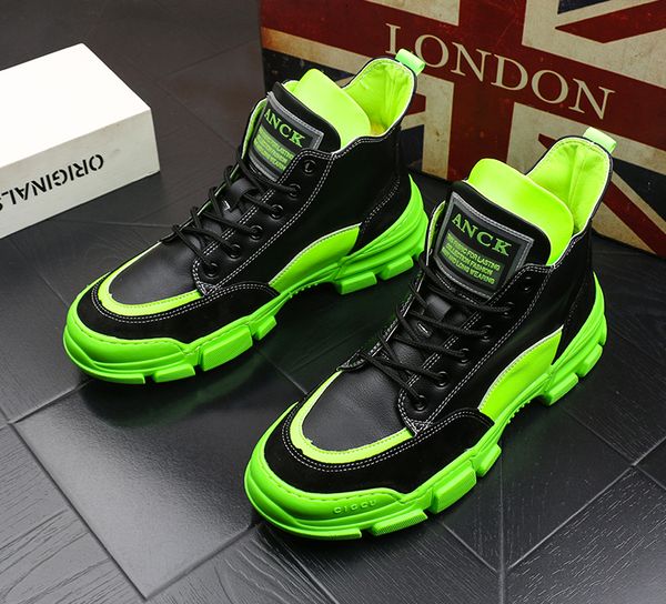 

fashion 2020 men's luxury designer green yellow casual flats high shoes moccasins skateboard shoes sapato social masculino, Black