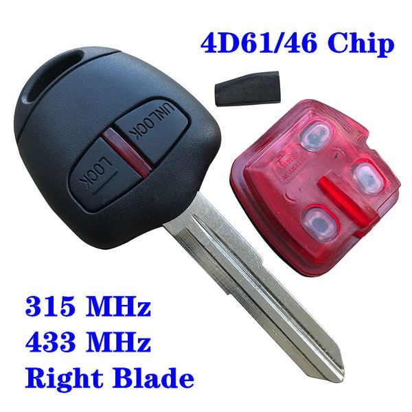 

2 button keyless remote head control car key fob 315/433mhz id46 chip for mitsubishi lancer outlander shogun pajero mit11 blade