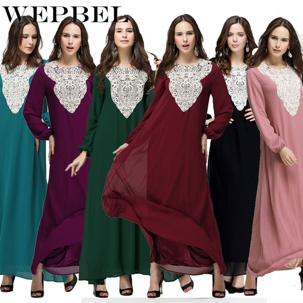 

wepbel women plus size dress muslim abaya loose summer chiffon casual fashion new floral lady long maxi dresses, Black;gray