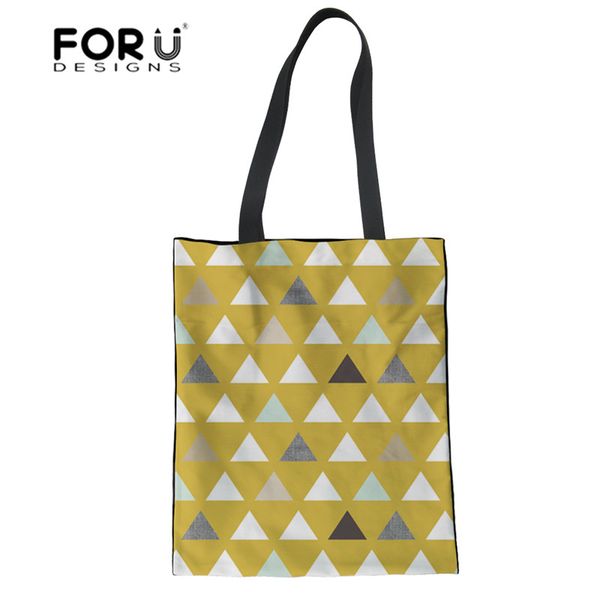

forudesigns women reusable shopping bag mod mint triangles pattern casual canvas tote bag cotton large recycle shopper girls