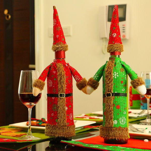 

новое с рождеством сант бутылкой вина сумка обложка xmas dinner party таблица декор снеговик xmas noel ужин декор сумка happy new year