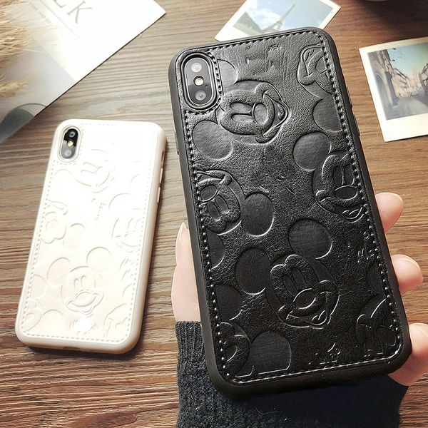 

fashion soft silicone phone case for iphone 11 pro xs max xr 10 6s 7 8 7plus 8plus coque cartoon mouse leather cover for iphonex capinha