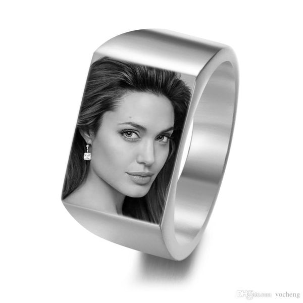 

customized rings engrave name p logo ring stainless steel round mens signet rings for family wedding personalized gifts sl-028, Silver