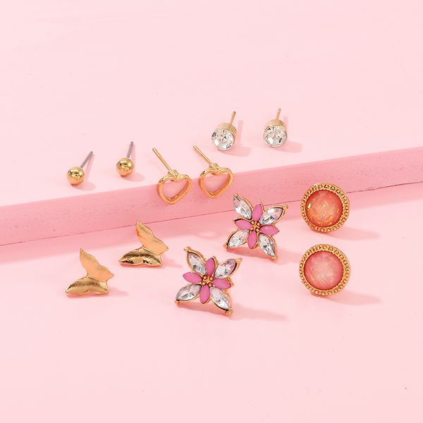 

naizhu wedding accessories jewelry cute butterfly love flower stud earrings set trend elegant and generous design, White