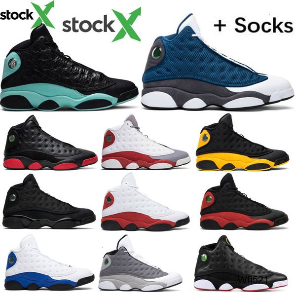 

island green 13 13s mens basketball shoes bred chicago flint lakers he got game melo dmp playoff hyper royal sneakers with box, Black