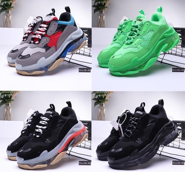 

triple s casual shoes clear bubble midsole triple black green men women platform sports sneakers trainers with box size 36-45