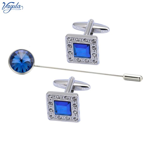 

vagula cufflink brooch pin 3 pcs set brass cuff links collar pin men jewelry 725, Silver;golden
