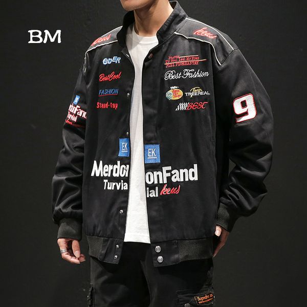 

full body embroidery hip hop bomber jacket men japanese streetwear jacket man 5xl motorcycle coat casual cargo, Black;brown